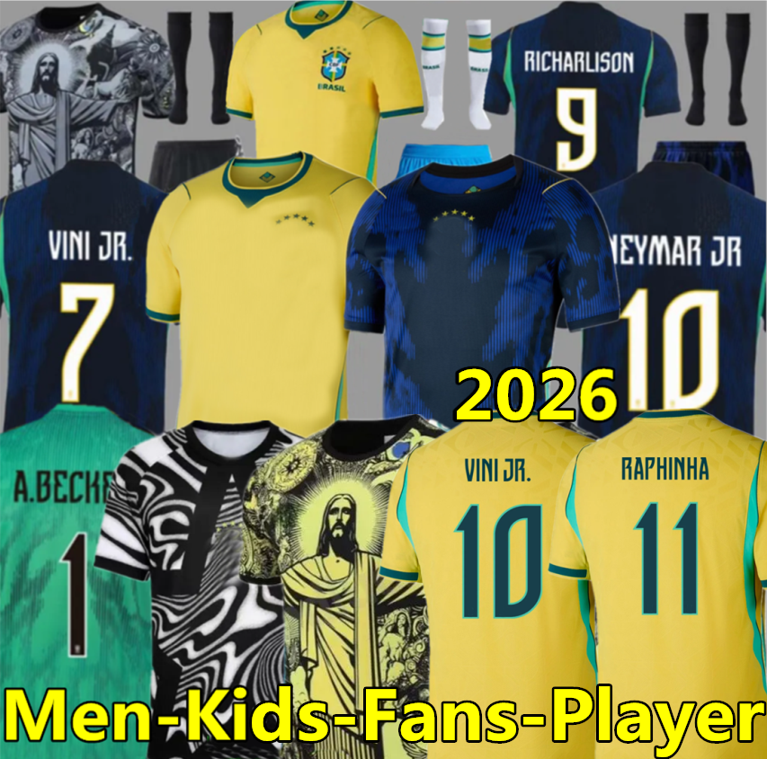 2026 World Cup BrAZiLs ENDRICK NEYMAR soccer jerseys RICHARLISON Camiseta RAPHINHA PAQUETA VINI JR RODRYGO Brasil maillots football shirt 26 27 men kids uniform