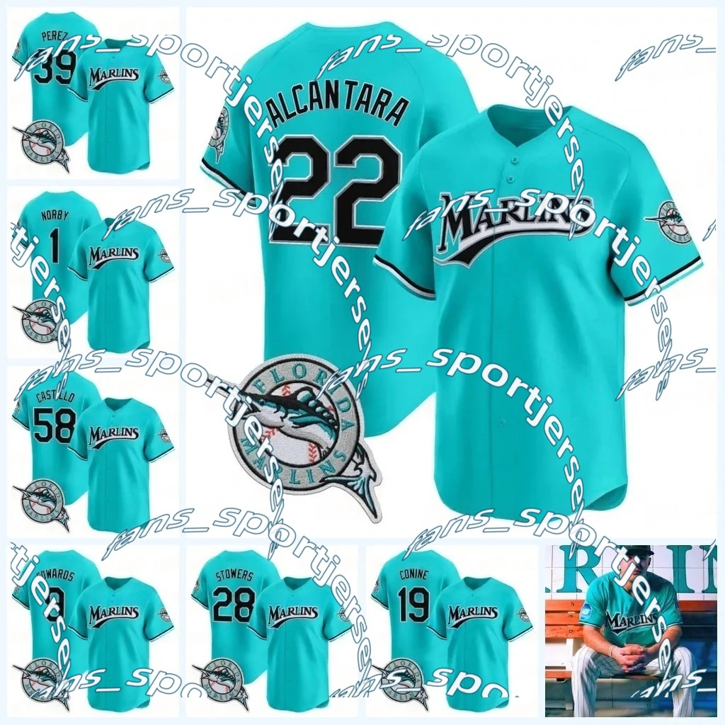 Marlins 2026 Teal Throwback Jersey Edwards Edward Kyle Stowers Otto Lopez Sandy Alcantara Max Meyer Miamis