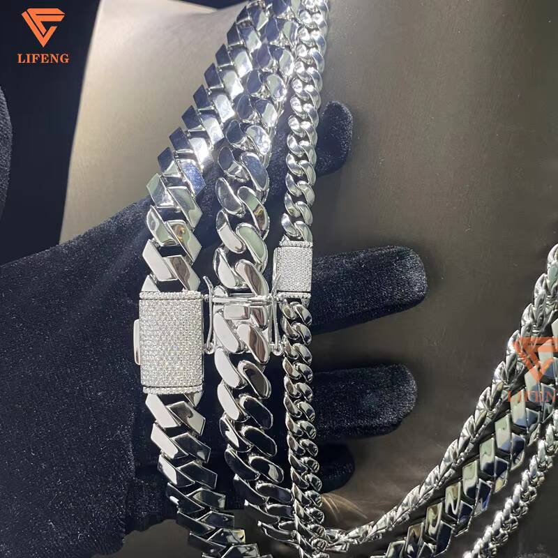 Cadena Cubana Hip Hop Jewelry Mens 8mm 14mm 15mm Gold Plated Diamond Cut Miami Cuban Link Plain Chain Necklace