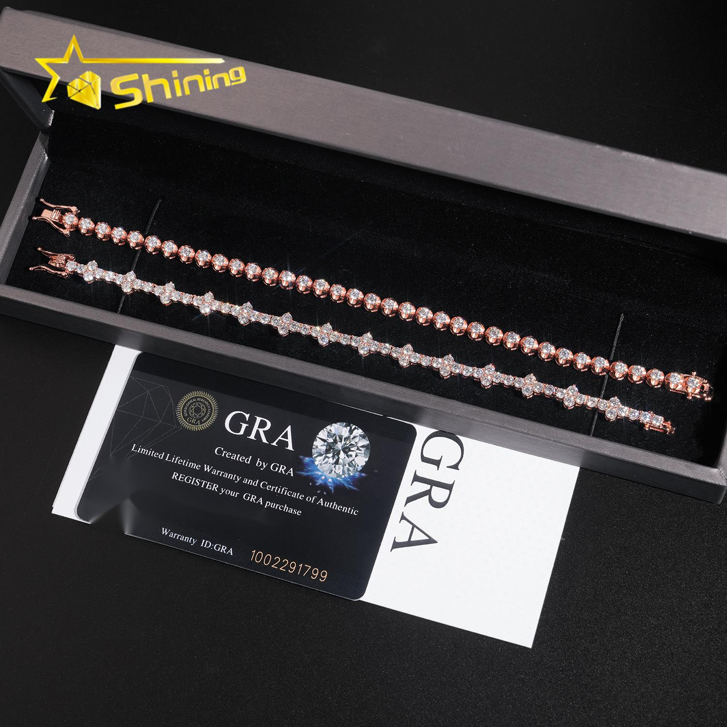 Hip Hop 925 Sterling Silver 3mm 4mm Cross Moissanite Tennis Bracelet Custom Iced Out VVS Moissanite Bracelet for Men Women past test