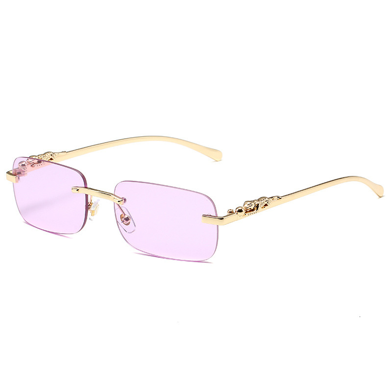 Luxury Brand Designer Jewelry New Frameless Square Sunglasses For Men And Women Retro Cheetah Decorative Sunglasses Leopard Head Metal Sunglasses