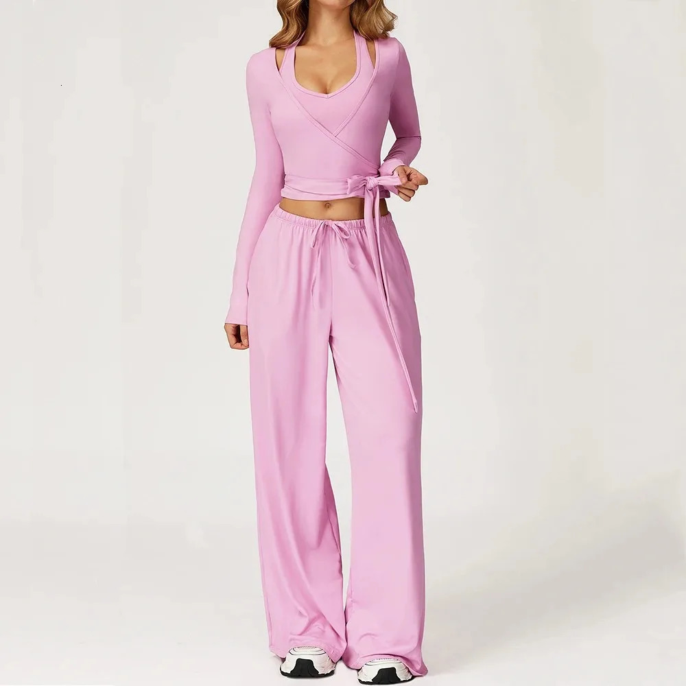 23PCS Winter Yoga Set Sports Outfits Gym Fitness Tracksuit Women Long Sleeve Shirts Loose Pants Workout Sets Suit 260331