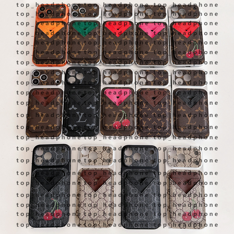 Designer Leather MagSafe Wallet Card Pocket Phone Case iPhone Case for iPhone 16 ProMax iPhone 15 14 13 12 Plus Cell PhoneCases for Women Samsung S26Ultra S25Plus