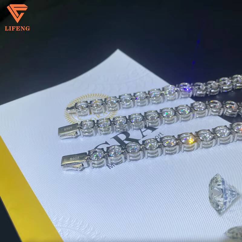 Lifeng Jewelry 8mm Tennis Chain Bracelet Fashion Round VVS Moissanite Silver White Gold Color Diamond Bracelet