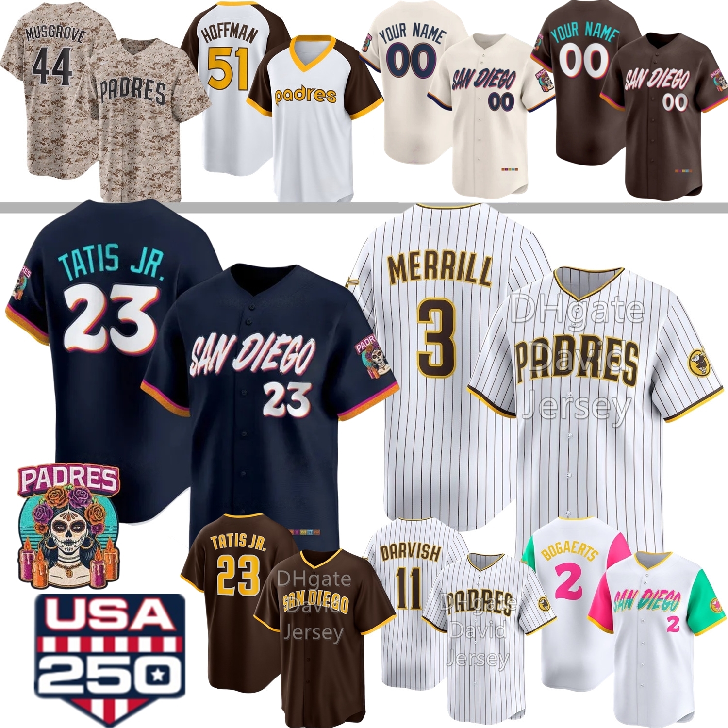 2026 SD Padres Baseball Jersey Jackson Merrill Fernando Tatis Jr. Manny Machado Ethan Salas Joe Musgrove Tony Gwynn Jake Cronenworth Yu Darvish King Miller Hoffman