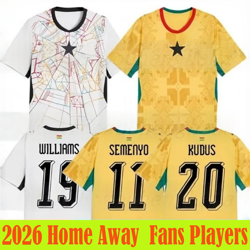 26 27 Ghana Soccer Jersey Vintage 2026 2027 Football Shirt Tops Camiseta Futbol Men Home Away Trikot Player version Fans