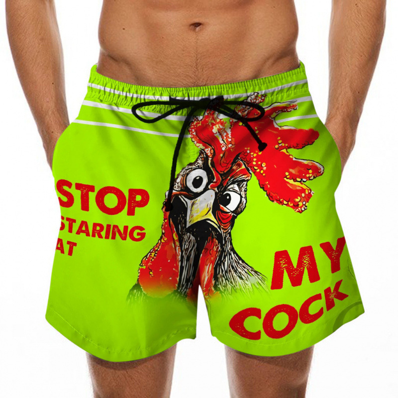 2026 Men's Board Shorts | Fun 3D Digital Printed Creative Chicken Head & Banana Pattern European-American Style Trunks