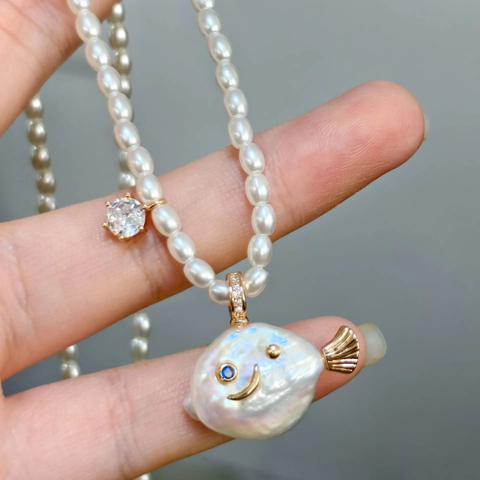 Summer Sea Beach Cute Little Fish Pendant Necklace for Women Girl INS Style Gold Plated Jewelry 260403