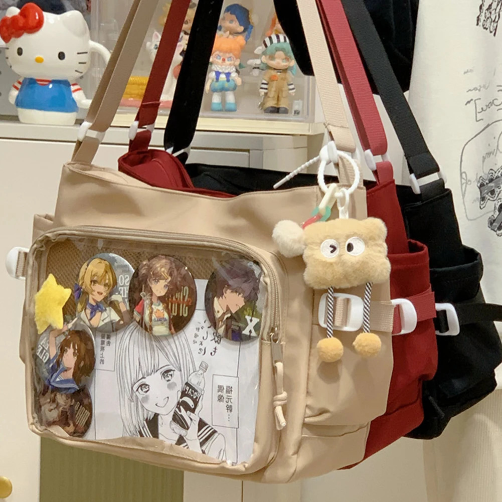 2026 Italife Small Red Ita Bag Crossbody with Ribbon Women Kawaii Clear Cute Shoulder Bag Student Girl Heart Ita Bag 260403