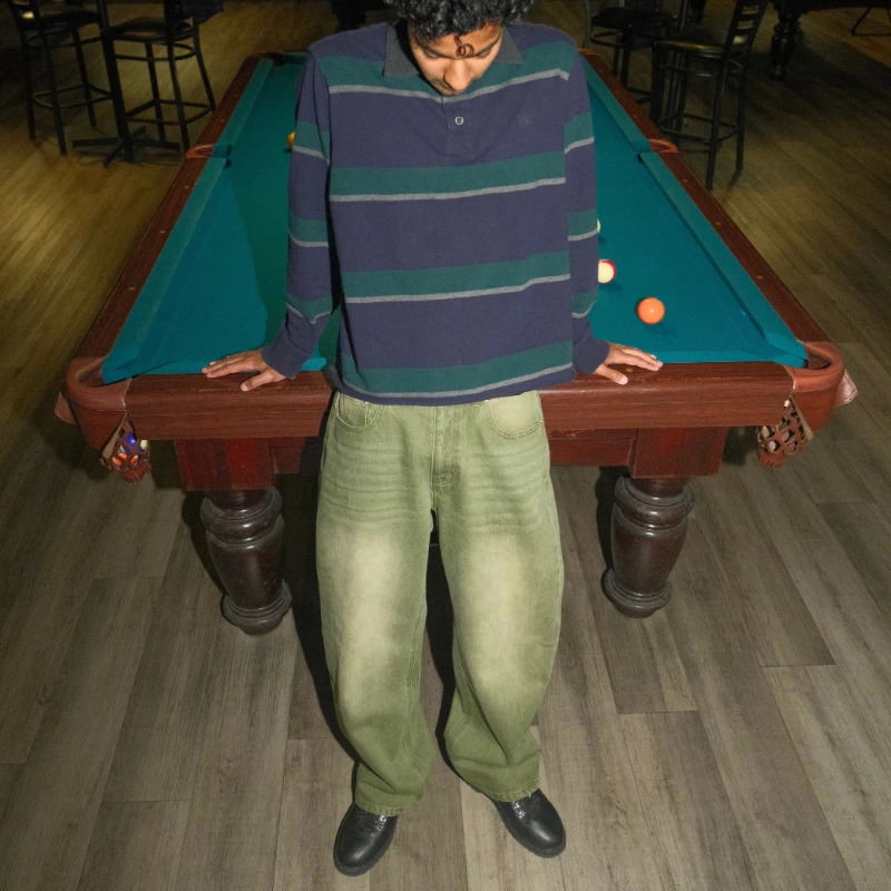 Y2K Retro Matcha Denim Jeans Washed Billiard Embroidered Denim Pants London Fashion York Style Streetwear Unisex Baggy Jeans 260403