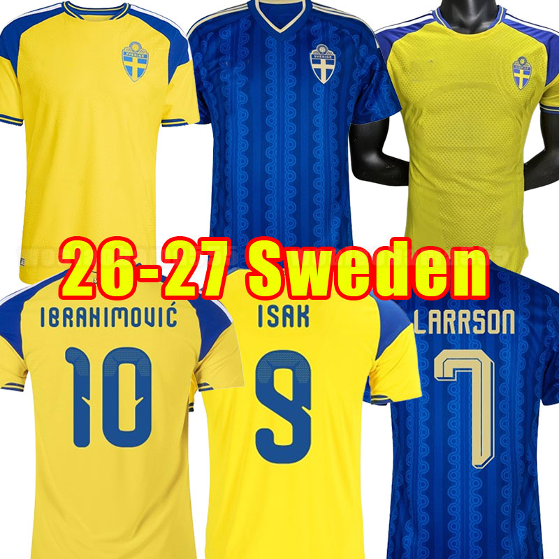 26 27 Sweden National Team IBRAHIMOVIC FORSBERG Men Soccer Jerseys LARSSON EKDAL ISAK 2026 2027 Home Away Football Shirts Adult Short Sleeve player version