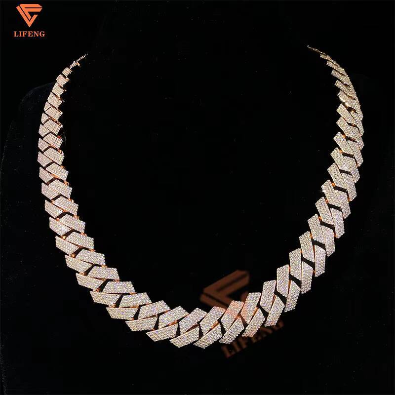 15mm Miami Iced Out Cuban Link Chain Custom Name Lock With Clasp Moissanite in 925 Silver Jewelry for Rapper Bracelets Necklace