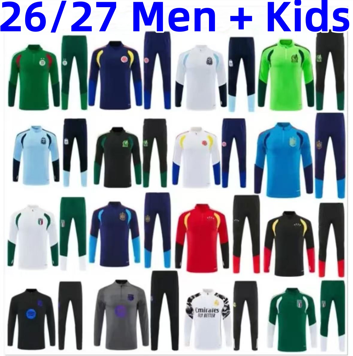 2026 Spain survetement Mexico handal futbol ltalia tuta calcio Deutschland soccer Training suit Sets 26 27 Argentina Brasil Long sleeves jogging Men Kids Tracksuit