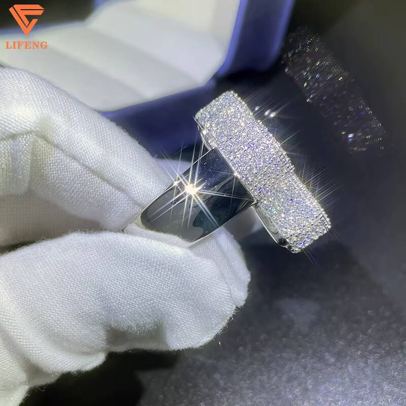 Custom 18K Gold Plated Gra Iced VVS Moissanite Diamond Cross Ring 925 Sterling Silver Hip Hop Style for Men Fashion Jewelry