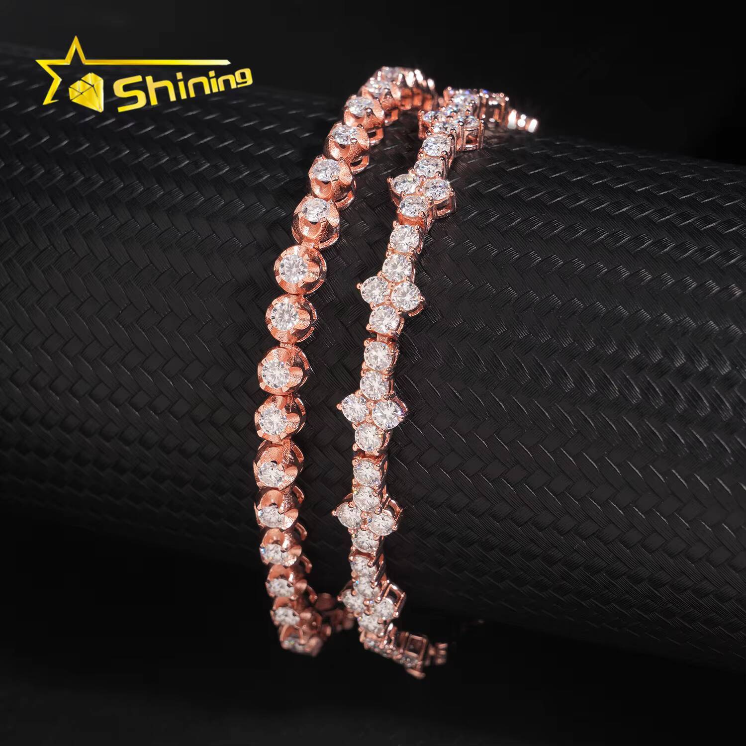 Hip Hop 925 Sterling Silver 3mm 4mm Cross Moissanite Tennis Bracelet Custom Iced Out VVS Moissanite Bracelet for Men Women past test