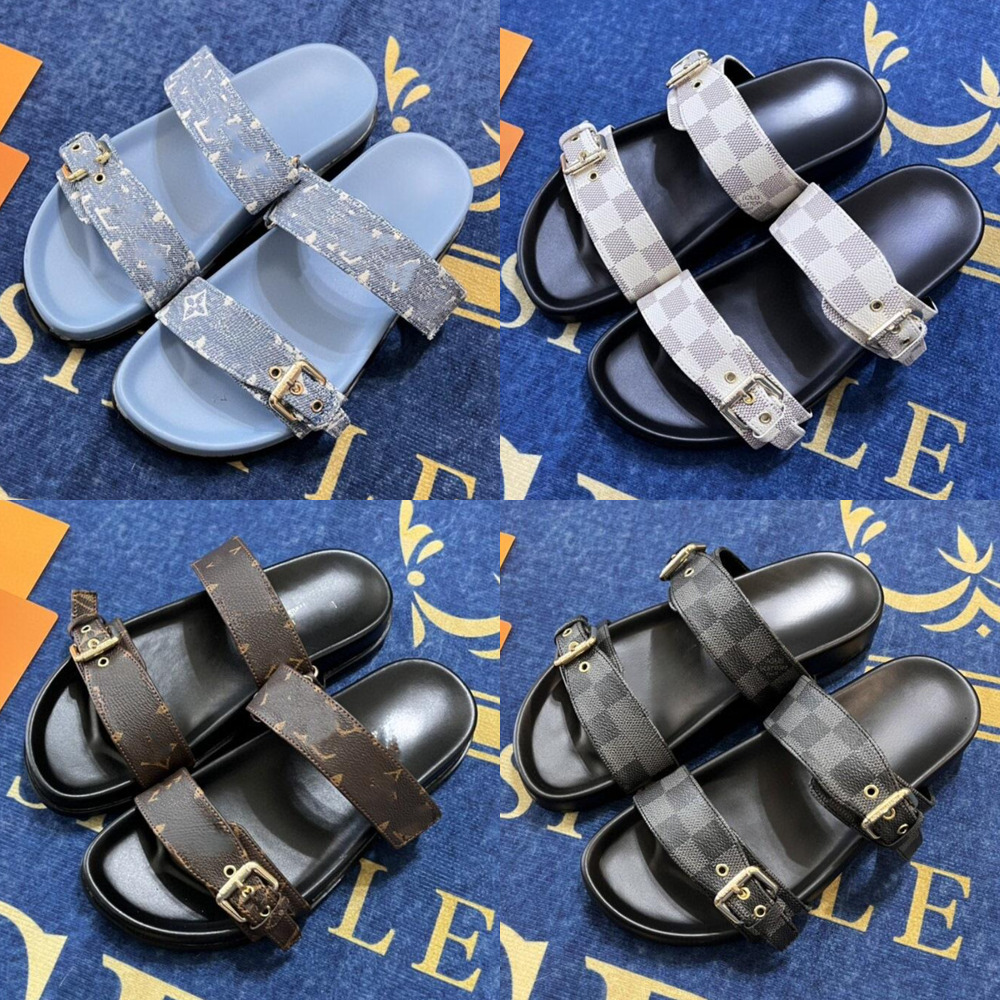 Fashion Slippers sandals Men and Women brown slides lvsity sandals Casual Shoe summer beach gladiator With Adjustable Buckles Flat Slide Louisevuttonsandals 401