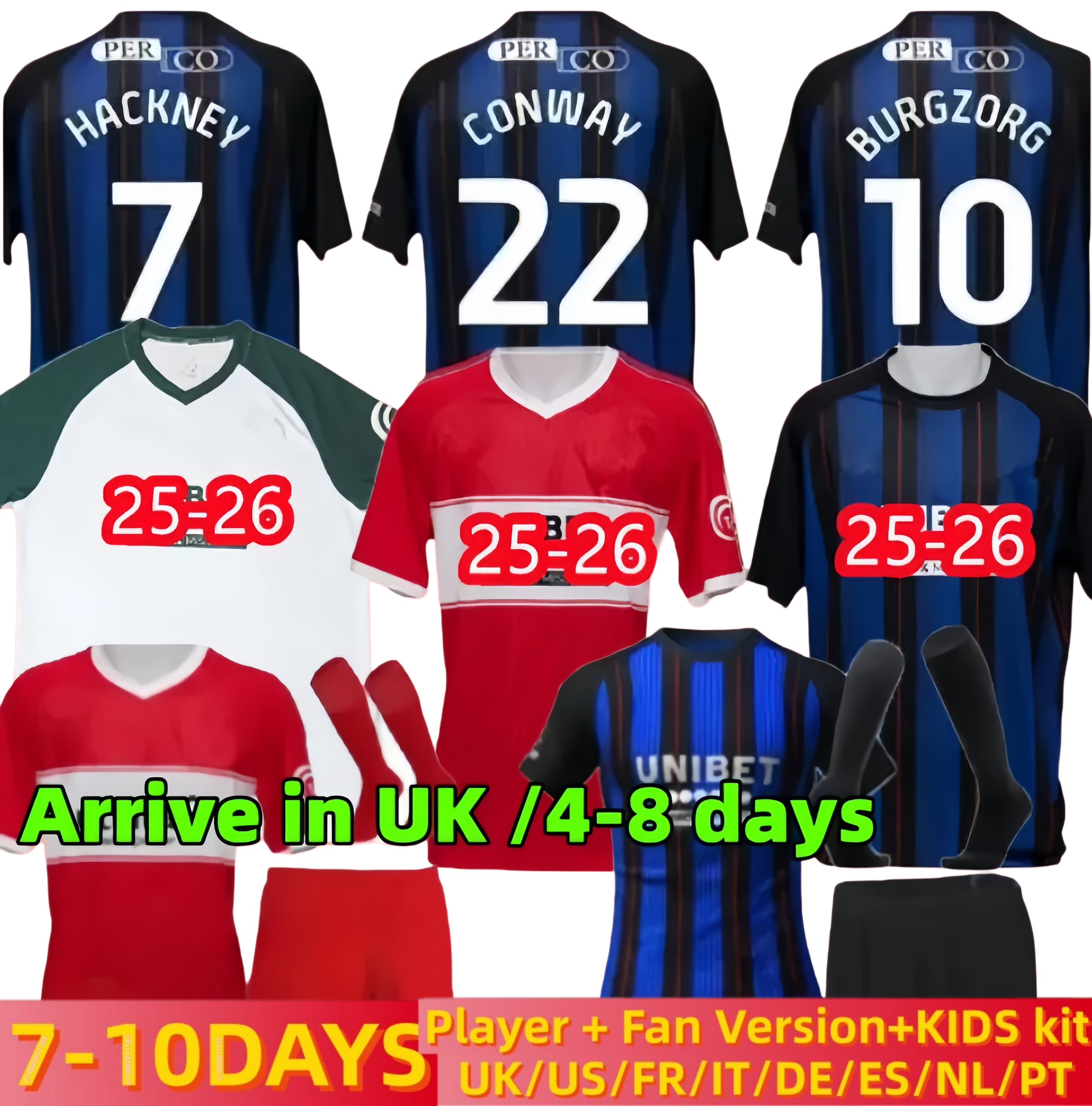 2025 2026 Middlesbrough Soccer Jerseys HACKNEY AZAZ FRY LATTE LATH DEN BERG JONES MCGREE football shirt FORSS CLARKE men kids umniform kit set