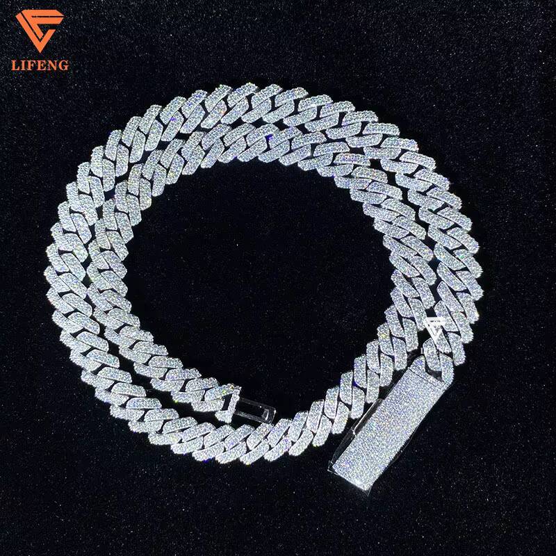 Wholesale 10mm White 925 Sterling Silver Necklace Cuban Link Chain Pass Diamond Test D VVS Moissanite With Gra Certifications