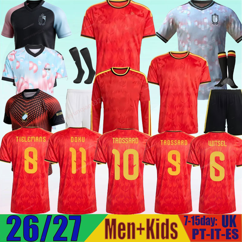 Belgium Jersey 2026 World Cup Soccer Jerseys DE BRUYNE R. LUKAKU E. HAZARD MERTENS BATSHUAYI TIELEMANS T.HAZARD Football Shirt 26 27 Uniform Men Woman Kids Kit