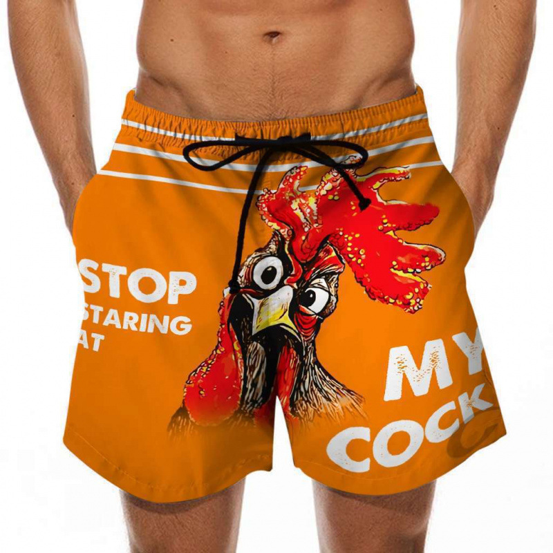 2026 Men's Board Shorts | Fun 3D Digital Printed Creative Chicken Head & Banana Pattern European-American Style Trunks