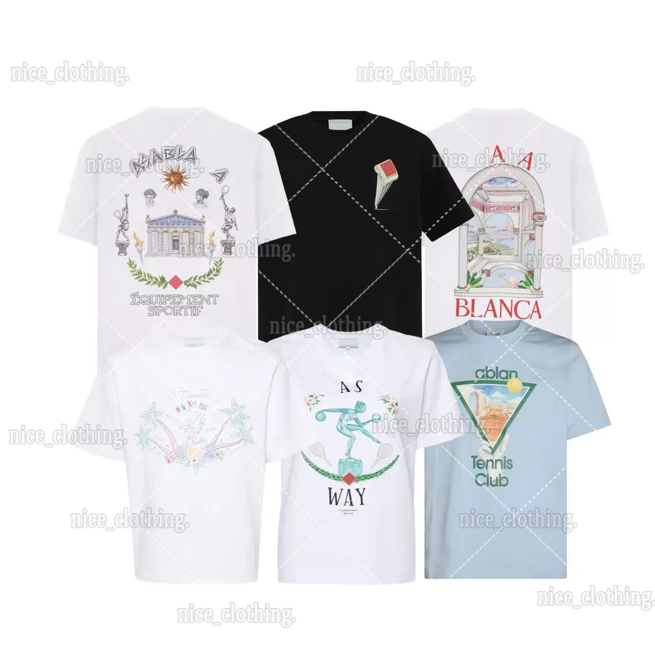 Casablancalys Shirt Men Tshirt Designer T Shirts Casual Cotton Tee Black White Mens Women Luxurys Tshirts High Quality Short Sleeve Clothes Clothing Tops Size S-2XL