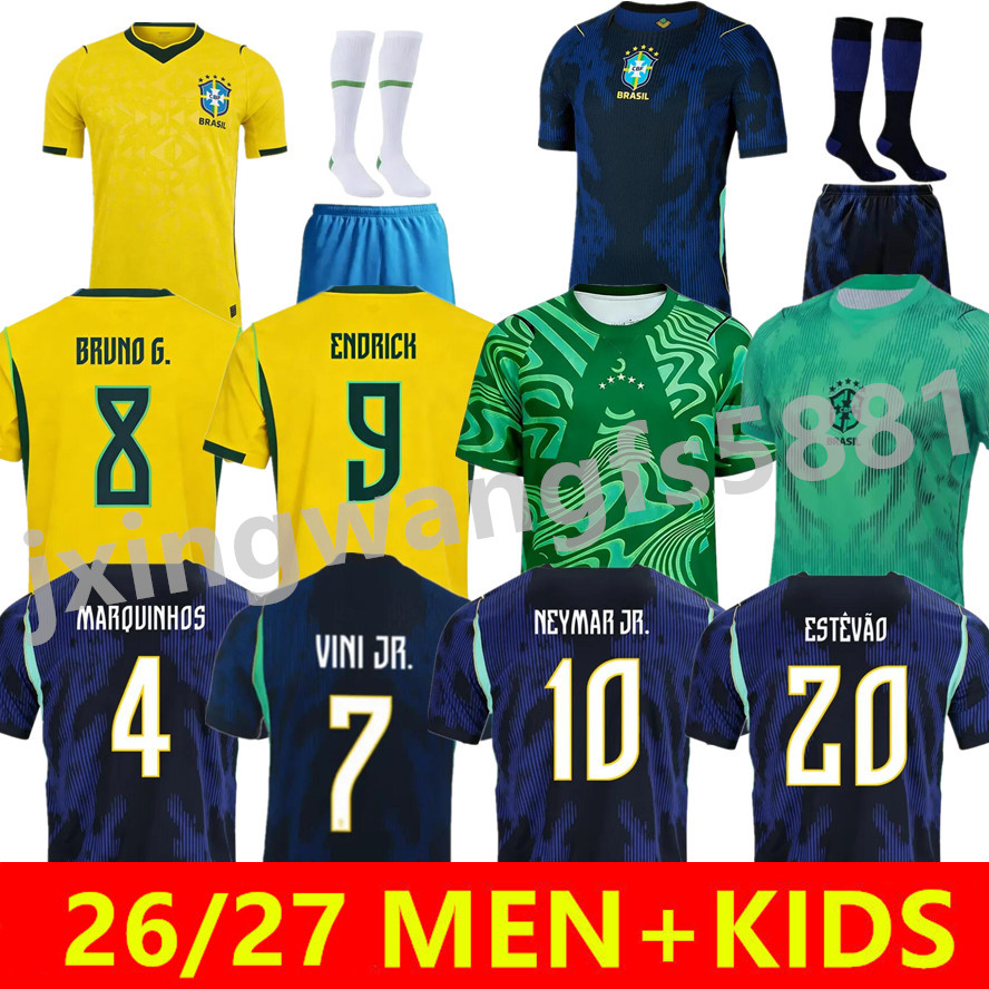 2026 World BRAZILS soccer jerseys Cup Camiseta de futbol PAQUETA RAPHINHA 26 27 RONALDINHO football shirt maillots VINI JR brasil RICHARLISON men kids