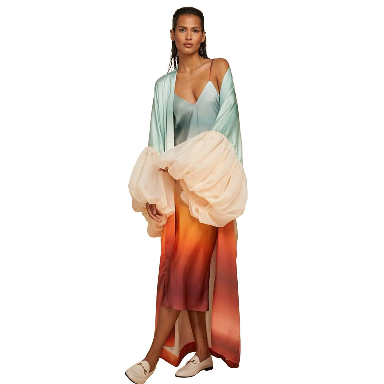 Fashion Print Cardigan Coat Women Beach Vacation Style Sun Protection Shirt Blouse Jacket Loose Leace-up Coats Beachwear Female 260401