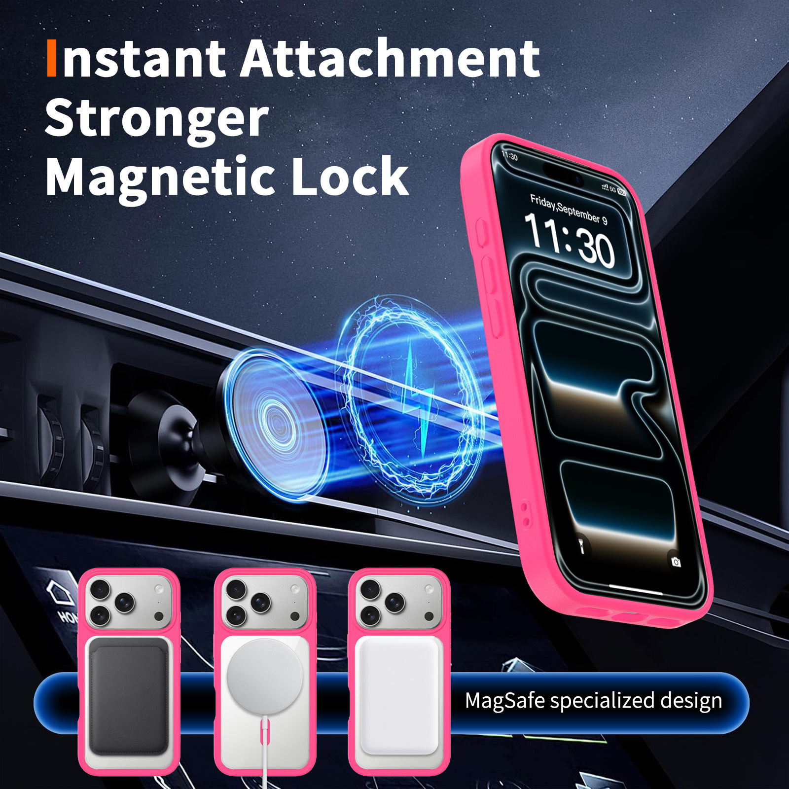 Magnetic Frosted Clear PC Phone Case for iPhone 17 Pro Max, Shockproof Cover for 17e