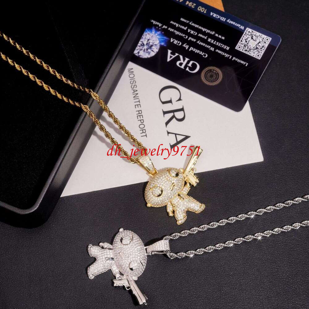 New Design Bulk Stock Hot Sale Hip Hop Stylish Moissanite Silver Iced Out Kids Diamond Pendant