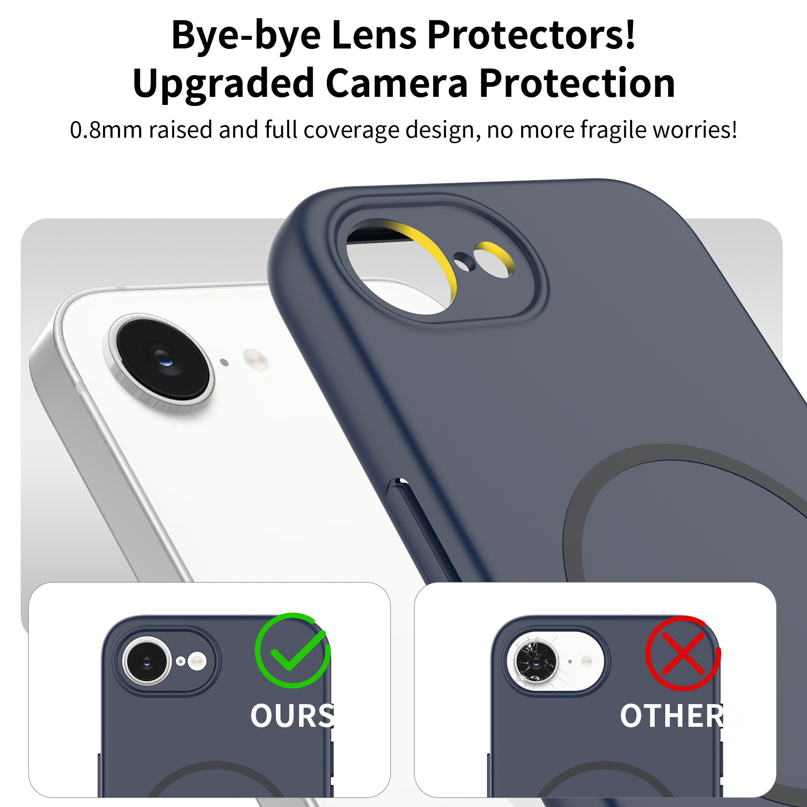 Magnetic Phone Case for iPhone 17E/16 Pro Max, Frosted Full-Body Shockproof Cover with Lanyard Hole
