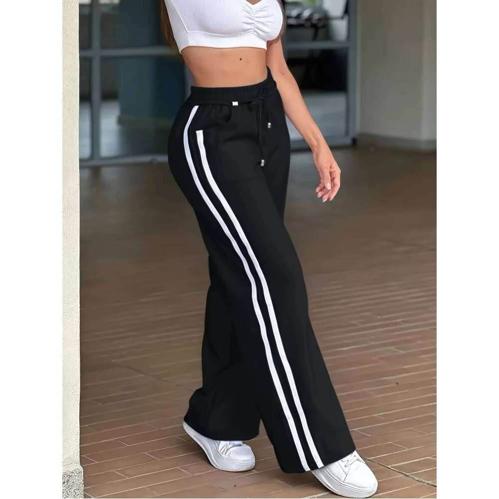 Fashion Casual Long Casual Sweatpants Straight Leg High Waist Elastic Long Casual Sports Women's Striped Comfortable Breathable Fashionable
