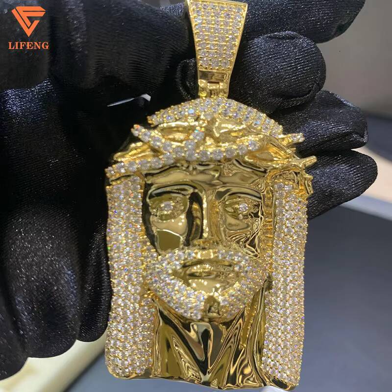 Custom Jesus VVS Moissanite Diamond Pendant 925 Sterling Silver Rose Gold Plated Hip Hop Jesus Head Pendant Charm Jewelry