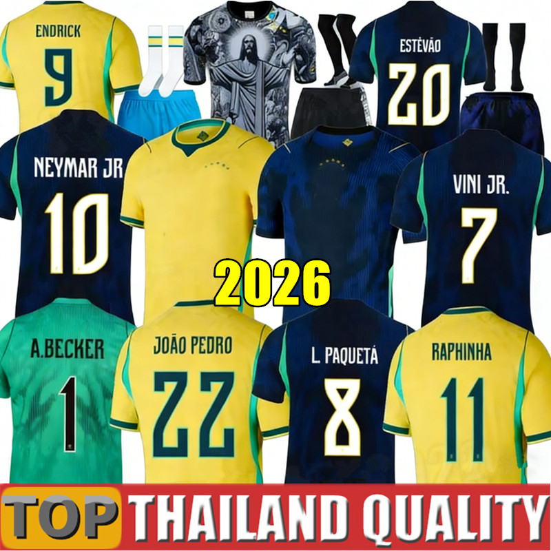 2026 World Cup BRAZILS soccer jerseys Camiseta de futbol PAQUETA RAPHINHA 26 football shirt maillots VINI JR 2027 brasil RICHARLISON men women kids NEYMAR JR Uniform