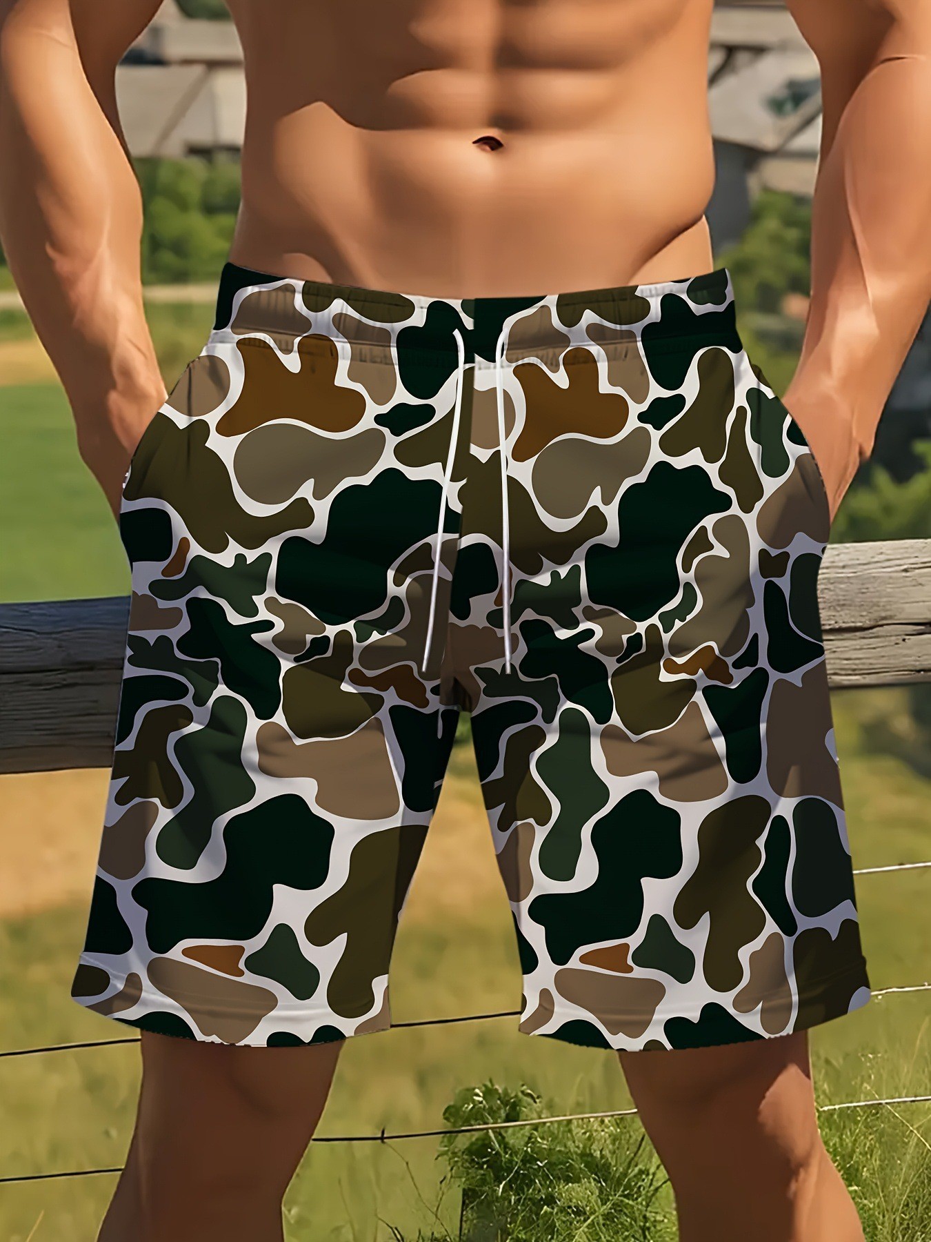 2026 New Arrivals Men's Camo Shorts | Trendy 3D Digital Printed European-American Style Casual Athletic 5-Inch Bottoms