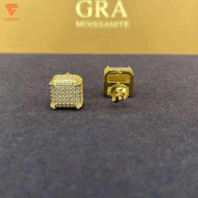 Best One D VVS Moissanite Diamond Earrings Fashion Men Women Beautiful Box 925 Sterling Silver Hip Hop Style Floral Pattern Gold