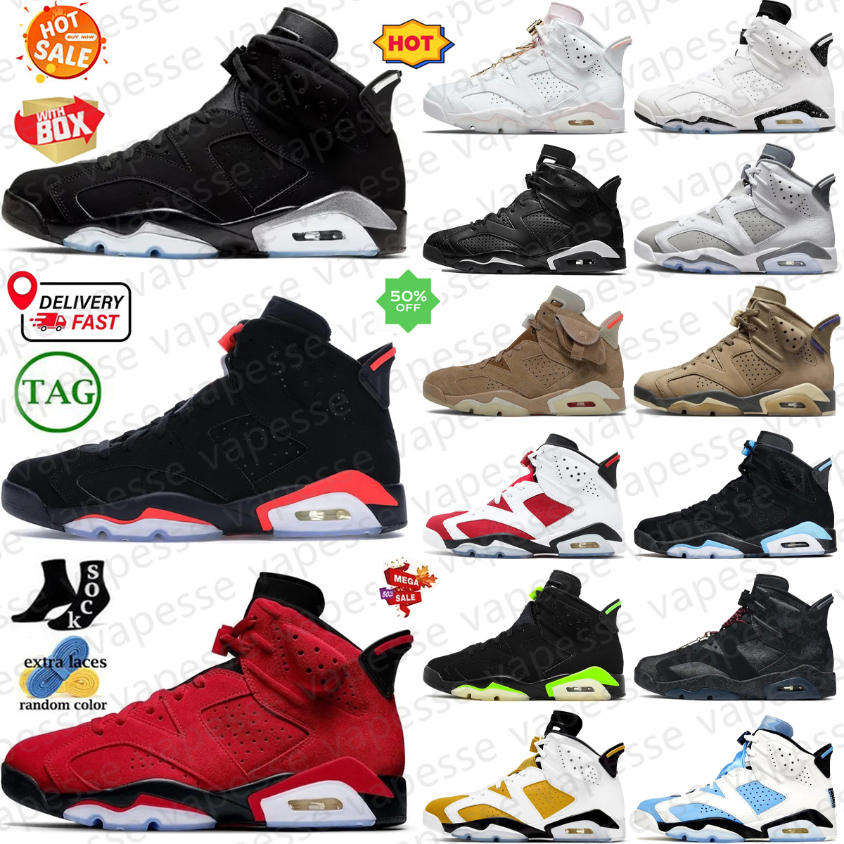 basketball shoes sneakers 6 6 Infrared Salesman Salesman Carmine UNC White Scott Khaki A Ma Maniere Smokey Mauve Olympic DMP Midnight Navy mens sneaker