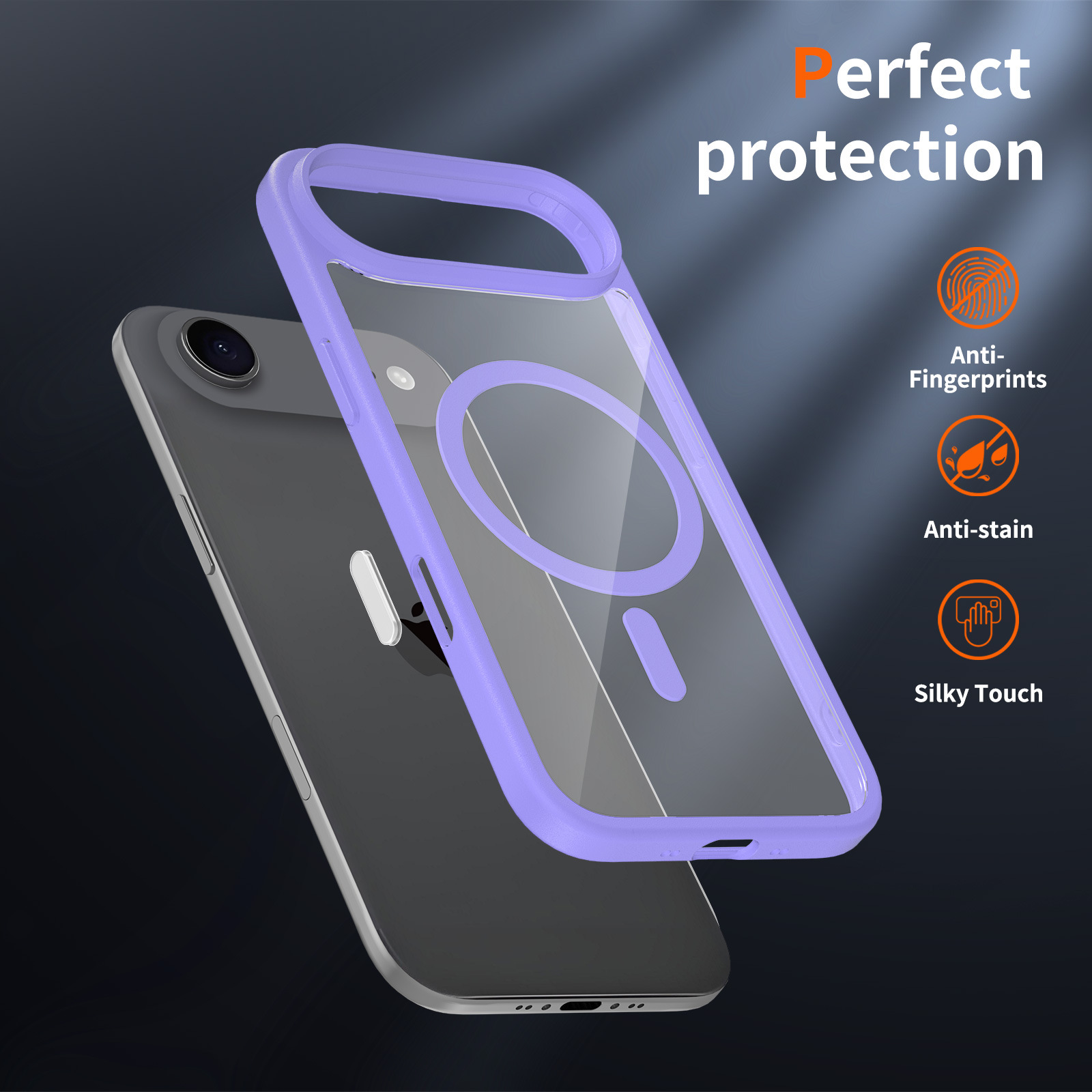 Magnetic Frosted Phone Case for iPhone , Transparent Shockproof Cover with Colored Camera Button
