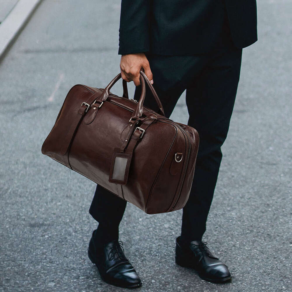 Hot Sale Genuine Leather Travel Bag, Vintage Large Capacity Men's Bag, Multifunctional Luggage, Outdoor Sports Handbag, Business Fitness Bag SENY