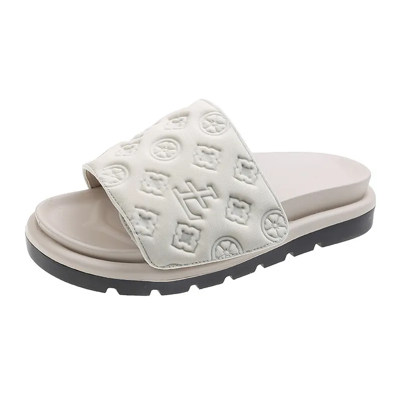 2026 free Shipping Designer Slippers Platform sandals hook and loop fasteners External penetration Women's sandals Beige white military green gol