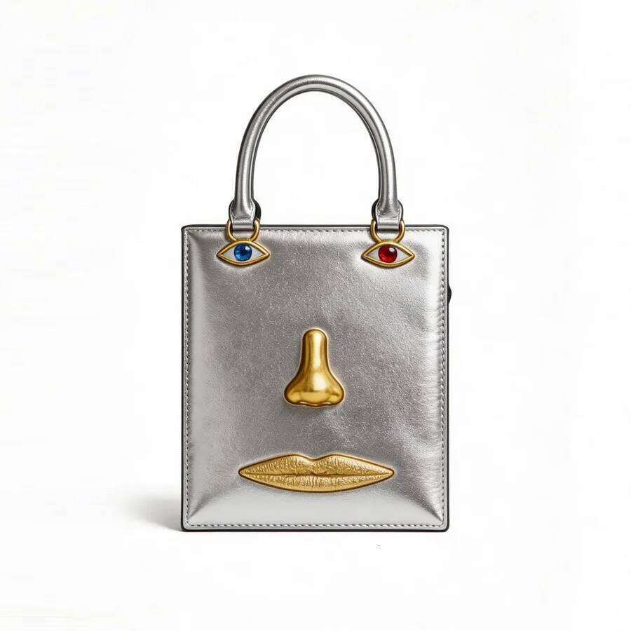 Fashion Gold Metal Face Pattern Women Handbags Designer Vintage Lady Evening Party Bag Luxury Pu Leather Shoulder Crossbody Bags