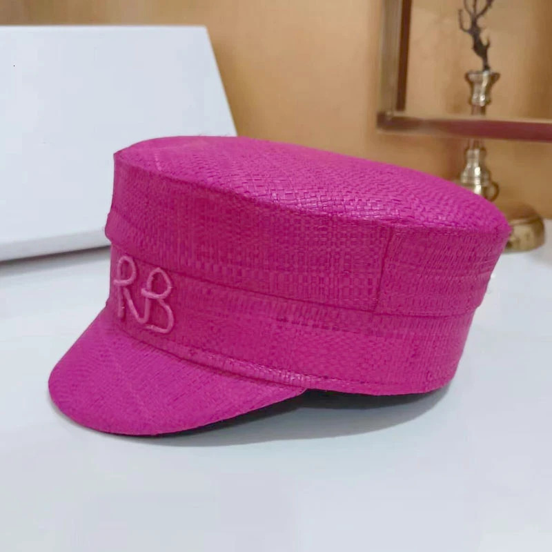 Women Summer Cpas Straw sboy Cap Letter Embroidered Flat Visor 260402