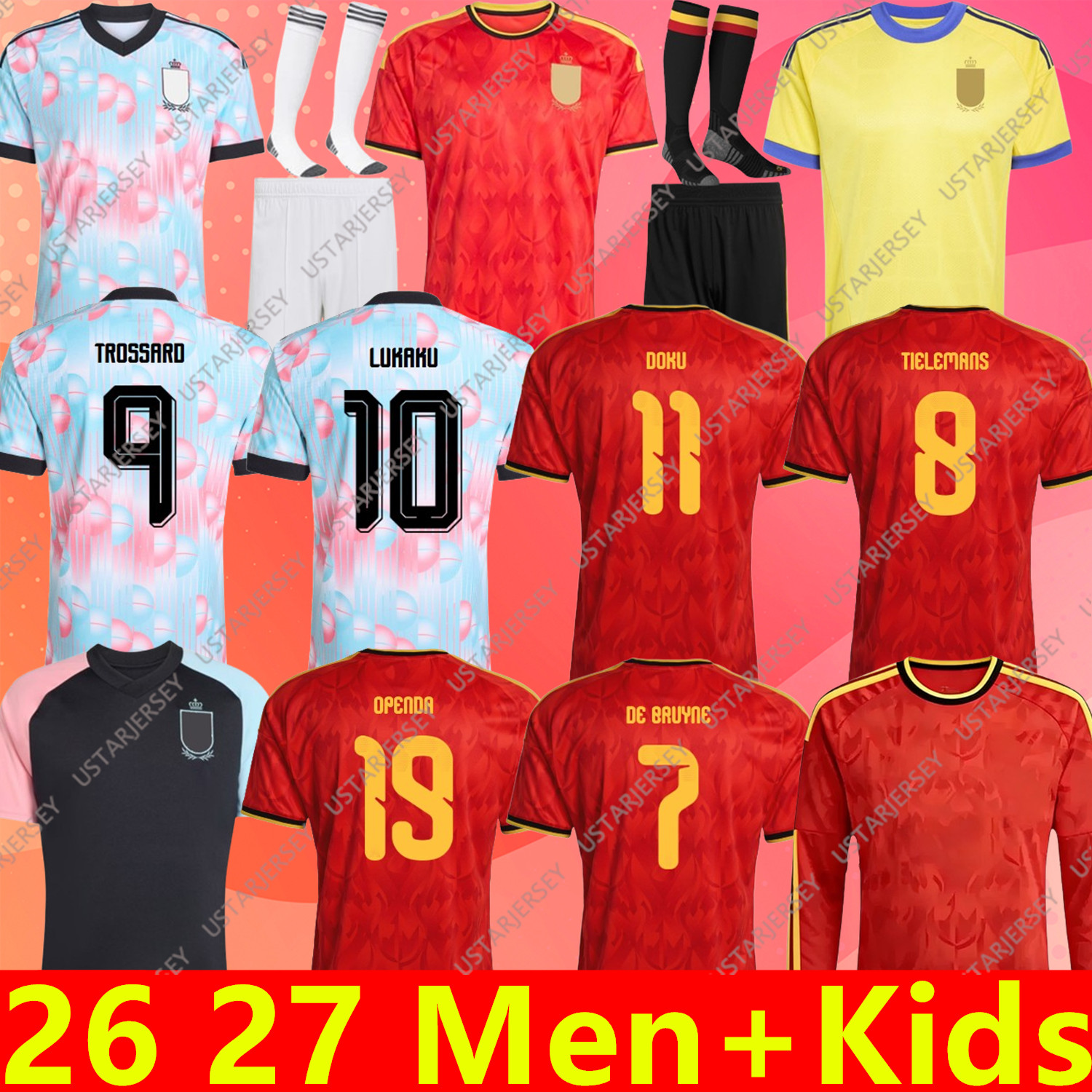 belgium kit 2026 2027 Soccer Jersey DE BRUYNE Belgium jersey LUKAKU DOKU OPENDA National Kids Kit CARRASCO TIELEMANS Football Shirt 25 26 27 belgium football jerseys