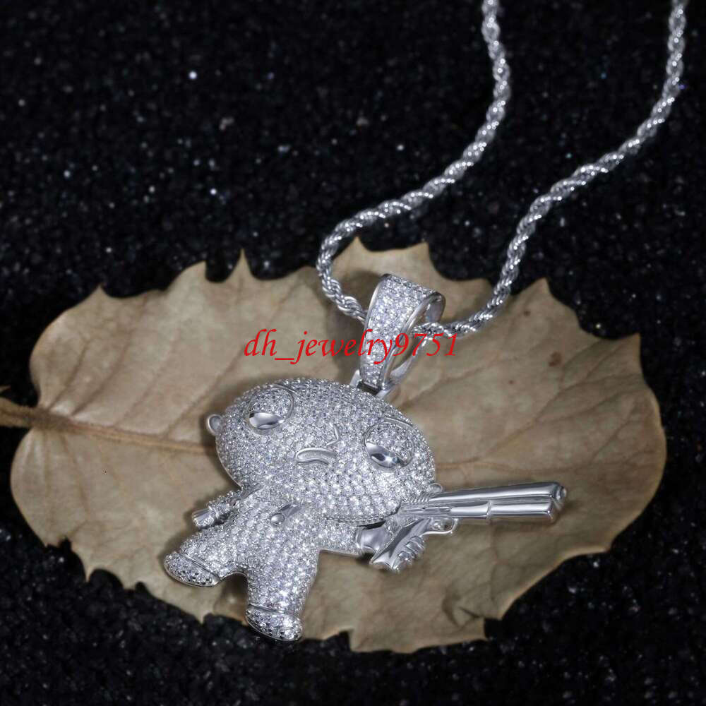 New Design Bulk Stock Hot Sale Hip Hop Stylish Moissanite Silver Iced Out Kids Diamond Pendant