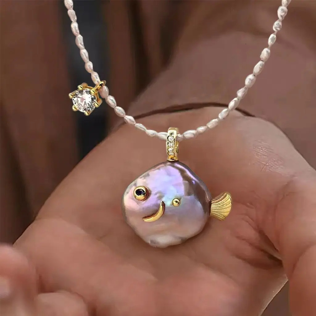 Summer Sea Beach Cute Little Fish Pendant Necklace for Women Girl INS Style Gold Plated Jewelry 260403
