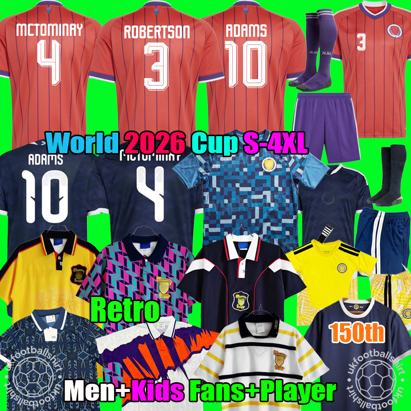 S-4XL Scotland Football Shirt World cup 2026 Soccer Jerseys 26 27 2027 150th anniversary Retro 1991 1994 1998 1992 World Camisetas de Futbol Women men Kids Kit tops