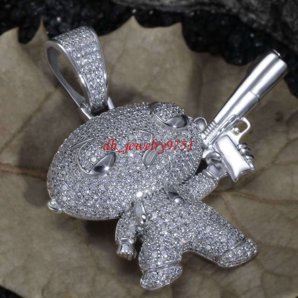 New Design Bulk Stock Hot Sale Hip Hop Stylish Moissanite Silver Iced Out Kids Diamond Pendant