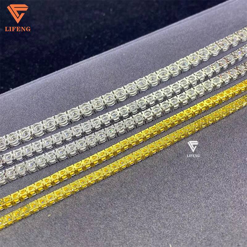 Factory-Price 3mm 4mm 5mm Moissanite Diamond Tennis Chains Hip Hop Silver Jewelry Necklaces Bracelets for Men Women Gift