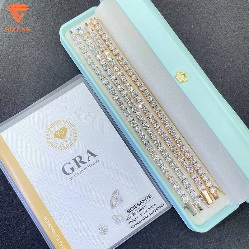 VVS Moissanite Diamond Tennis Chain BraceletNecklace 3mm 4mm 5mm 6mm 925 Sterling Silver Iced Out Tennis Chain Jewelry Charm