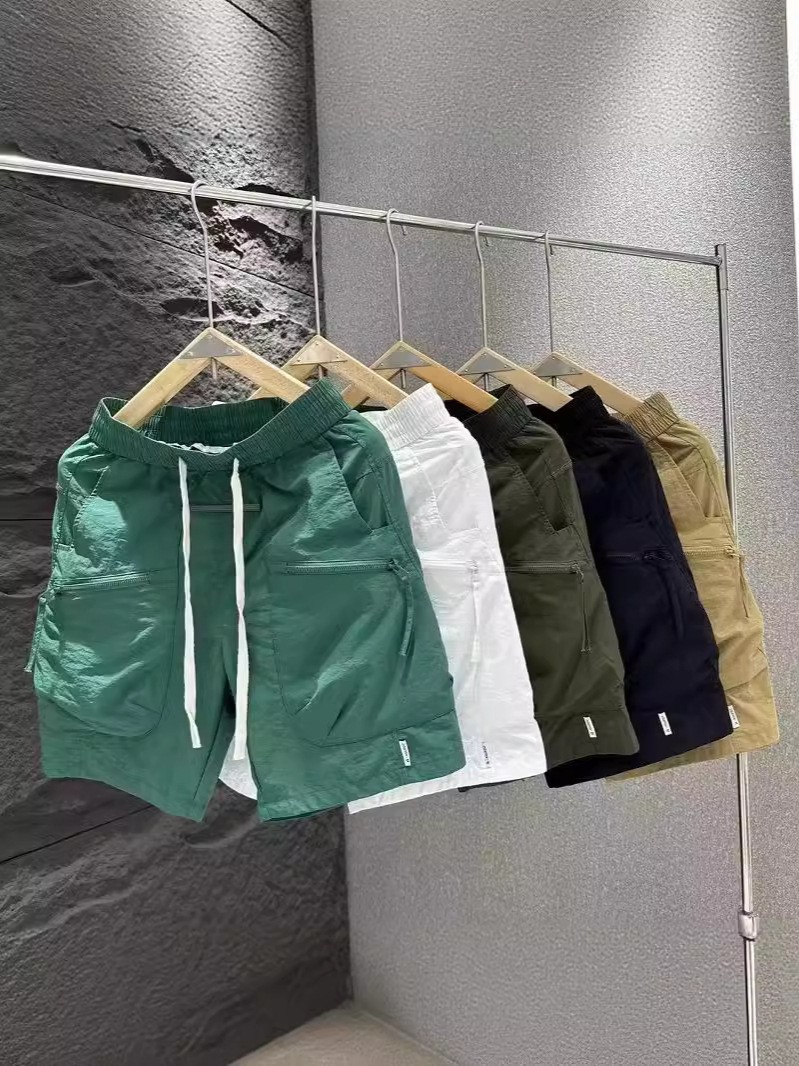 Trendy Fashionable Work Pants with Waist Cord Outdoor Beach Shorts Large Pockets Summer Polyester Straight Leg Men's Wear