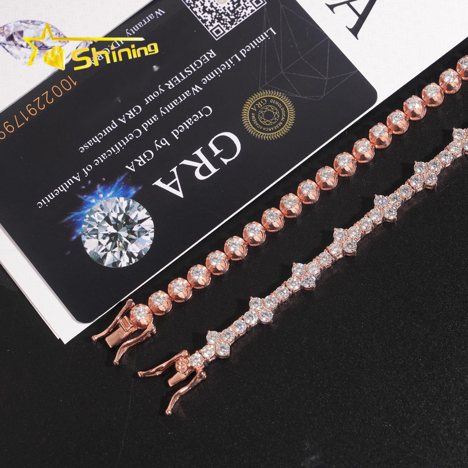 Hip Hop 925 Sterling Silver 3mm 4mm Cross Moissanite Tennis Bracelet Custom Iced Out VVS Moissanite Bracelet for Men Women past test